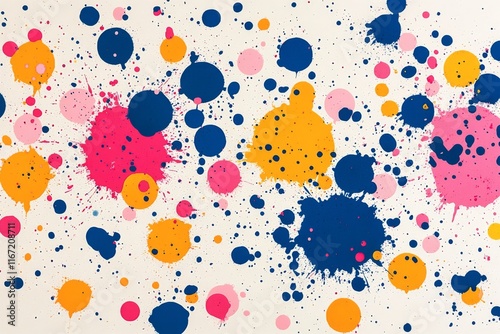Colorful splash art with vibrant paint droplets creating a dynamic wall display