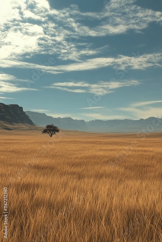 A vast savanna with golden grass and distant mountains. Game Locations 