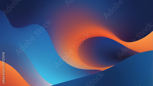 A dynamic modern abstract gradient artwork blending vibrant blue and orange hues in a soft and smooth background.