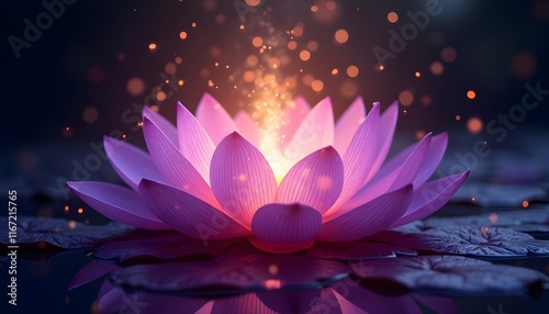 An Abstract Representation Of A Purple Lotus Flower,  A Serene And Mystical Purple Lotus Flower 