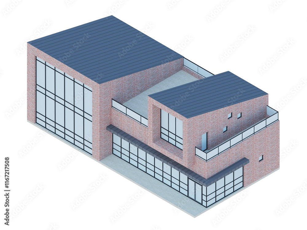3d illustration of a Modern Brick and Glass Architectural Design A Contemporary Multi-Use Structure 3d illustration of a Modern Brick and Glass Architectural Design A Contemporary Multi-Use Structure