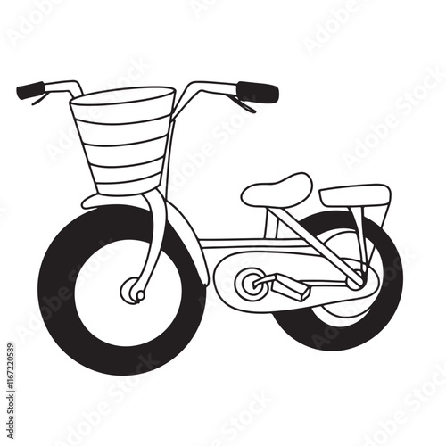 black outline motorcycle, bike, scouter isolated on white background. 