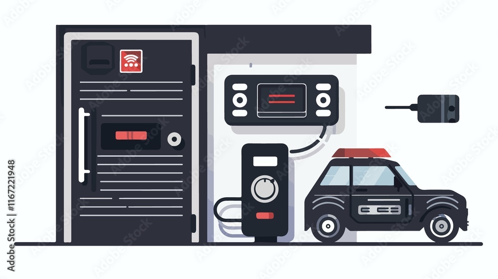 Professional Car Alarm System Vector Illustration for Security Images Professional Car Alarm System Vector Illustration for Security Images