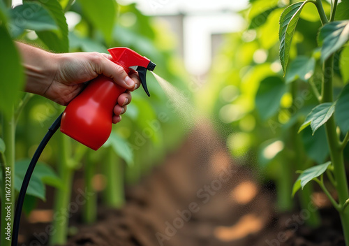 organic pesticide sprayed tomatoes controlled green environment pest control purposes