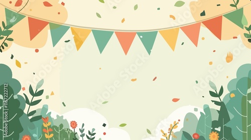 Colorful Celebration Bunting Flags Vector Background for Festive Events