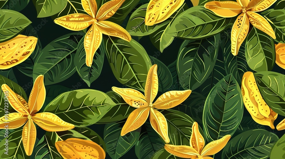 Fototapeta premium starfruit seamless pattern wallpaper