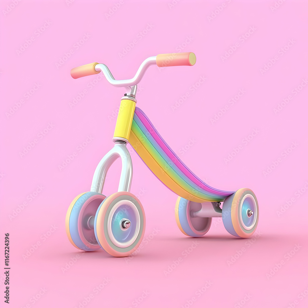 Rainbow Ride-on Toy 3D Illustration Rainbow Ride-on Toy 3D Illustration