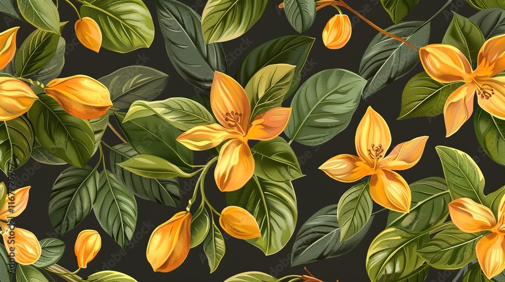 Fototapeta premium starfruit seamless pattern wallpaper