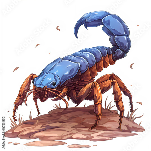 scorpion in nature illustration isolated white background, clipart, water color, kids book photo