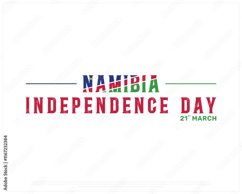 NAMIBIA Independence Day vector design on a white background with flag typography, Typographic Design of NAMIBIA National Day, NAMIBIA typography, Flag typography of Namibia NAMIBIA Independence Day vector design on a white background with flag typography, Typographic Design of NAMIBIA National Day, NAMIBIA typography, Flag typography of Namibia