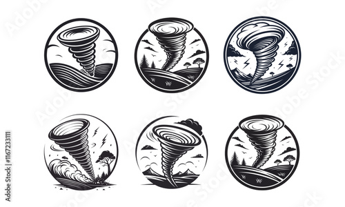 set of logo tornado vector icon	
