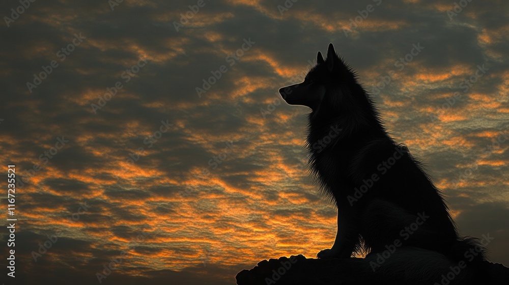 Silhouette of a Dog at Sunset Silhouette of a Dog at Sunset