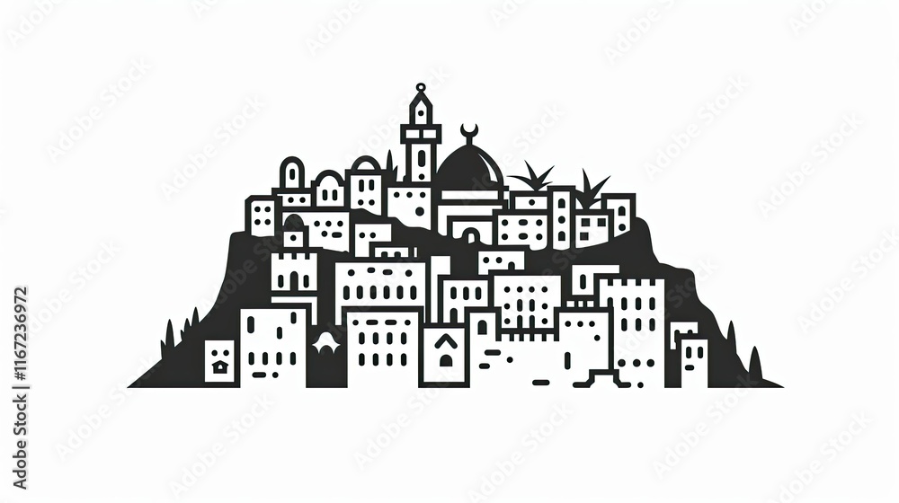 Obraz premium Simple vector logo of the old city of Jerusalem