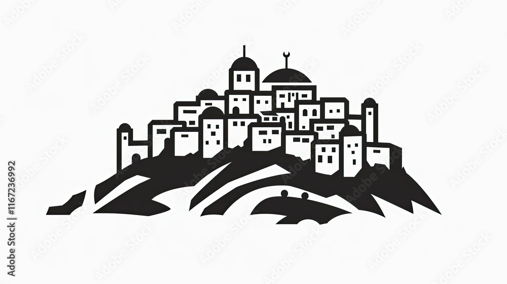 Obraz premium Simple vector logo of the old city of Jerusalem