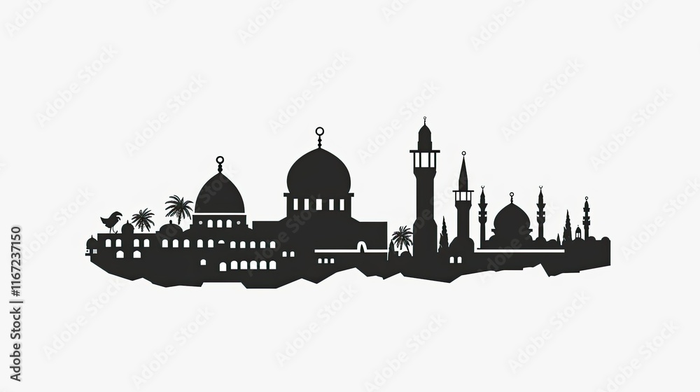 Fototapeta premium Simple vector logo of the old city of Jerusalem