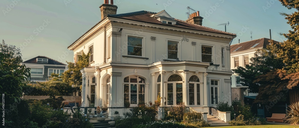 Obraz premium Large Historic Family House with Classical Columns and Dormer Windows in Brighton,