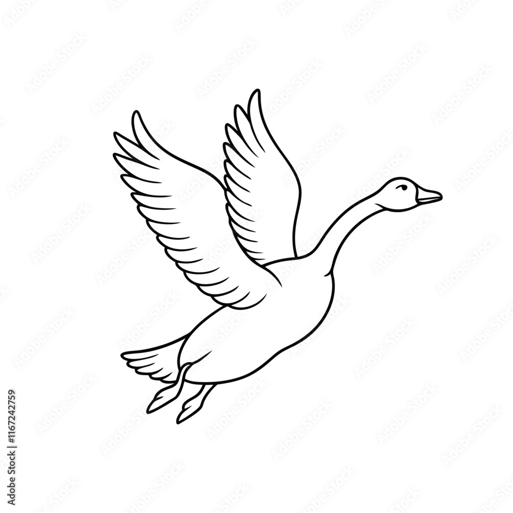 Obraz premium goose line art vector illustration