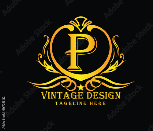 Luxary P letter logo design