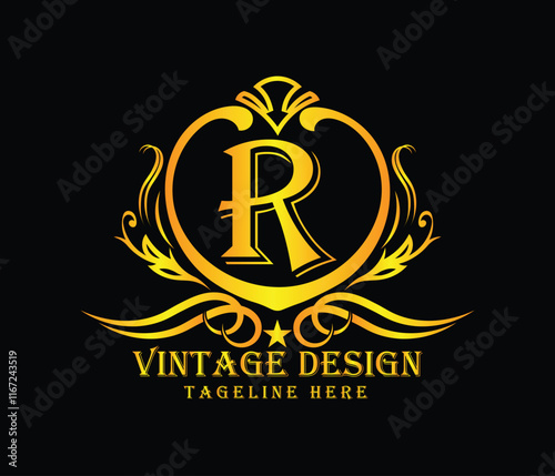 Luxary R letter logo design