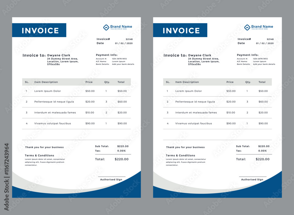 Business Invoice template. Professional payment agreement layout, corporate bill spreadsheet receipt and invoices for customer vector set of payment form document, receipt tax or bill illustration Business Invoice template. Professional payment agreement layout, corporate bill spreadsheet receipt and invoices for customer vector set of payment form document, receipt tax or bill illustration