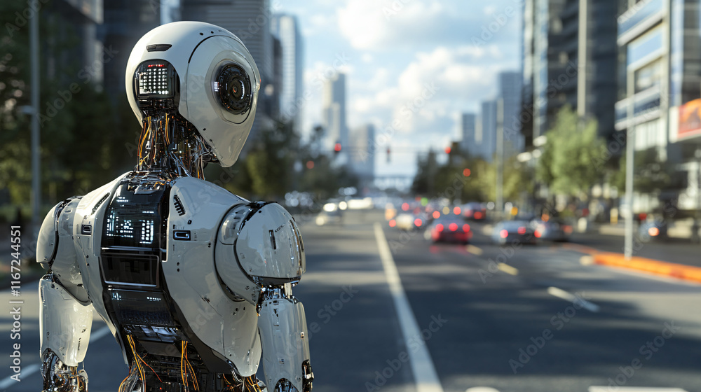 Fototapeta premium AI-powered edge computing for autonomous robotics, enabling real-time decision-making for dynamic task execution in complex environments.AI-powered edge computing for autonomous robotics, enabling rea