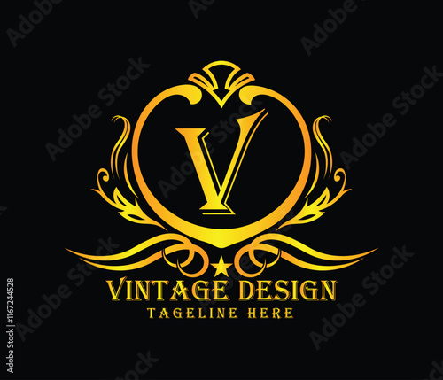 Luxary V letter logo design