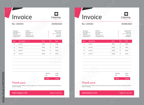 Modern business invoice template design bundle. Bill form business invoice vector. Corporate invoice template set, receipt tax or bill vector