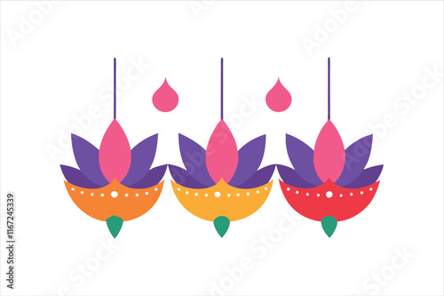 Lotus Diya Hangings for Festival Decoration - Elegant and Traditional Designs