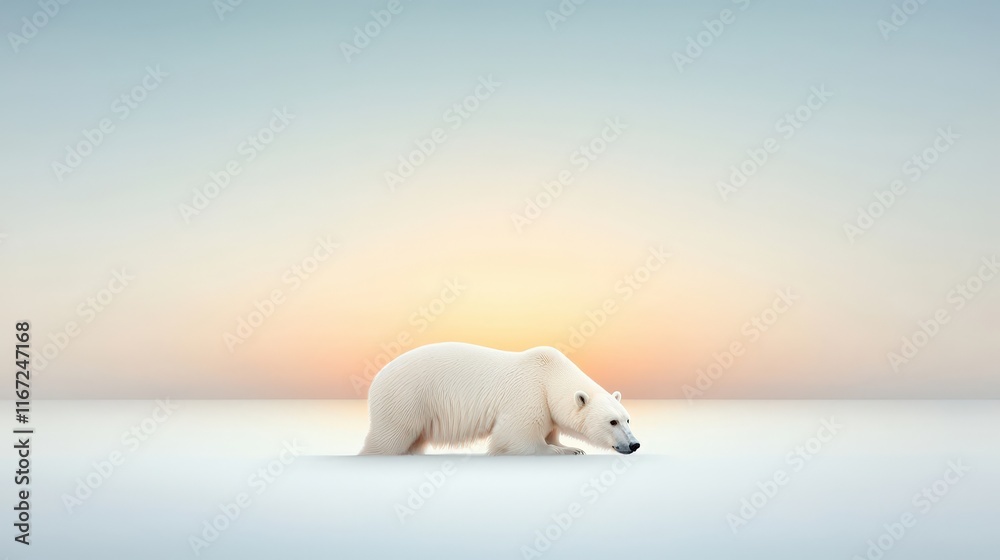 Majestic Polar Bear on a Tranquil Winter Landscape