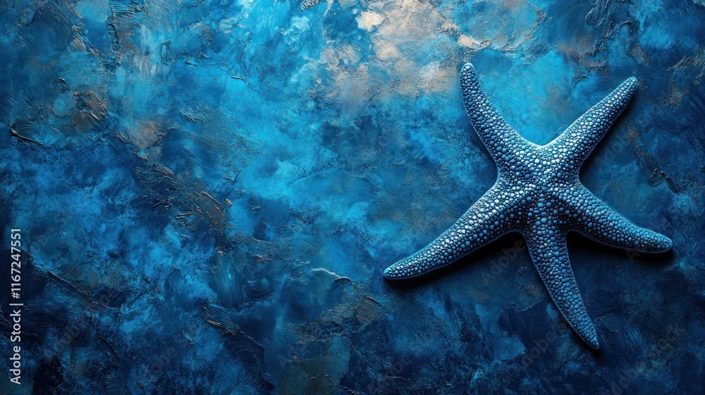 Captivating Starfish against Ethereal Aquatic Backdrop   Mesmerizing Underwater Scene of Blue Tones and Smooth Textures Showcasing the Allure of Marine Life