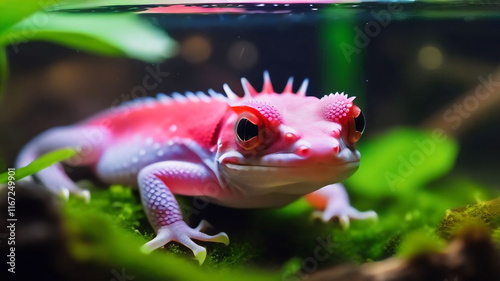 Axolotl with demonic eyes photo