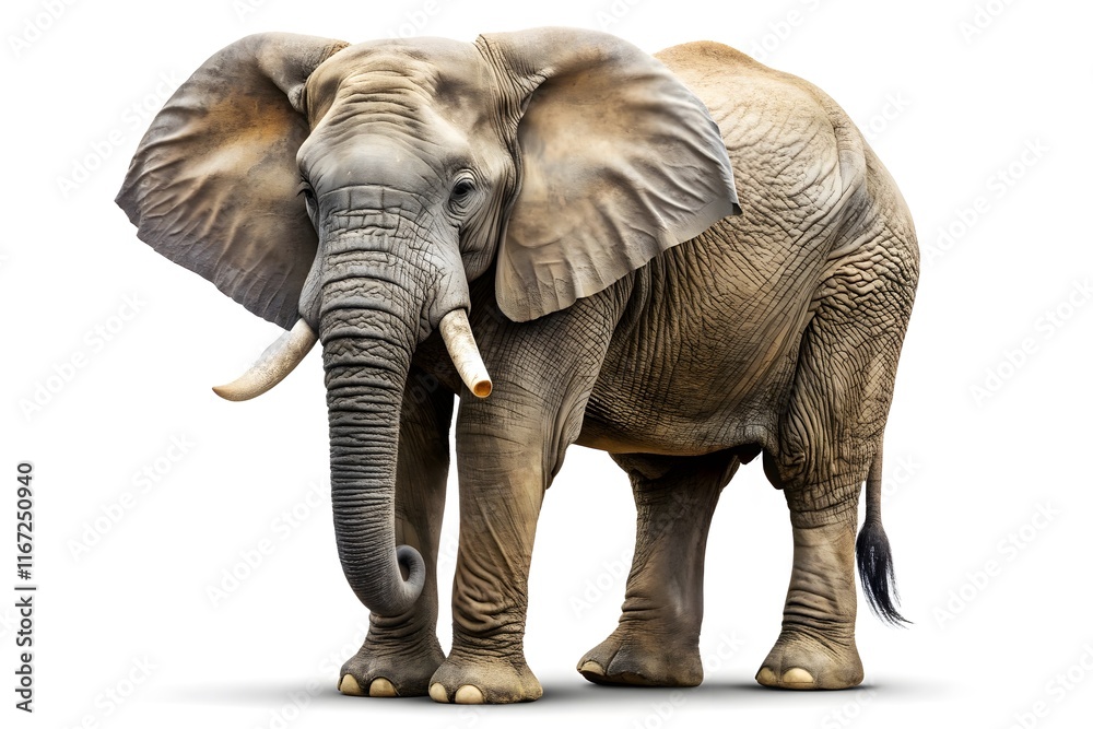 Fototapeta premium Elephant isolated in white background. Elephant Stock Photo.