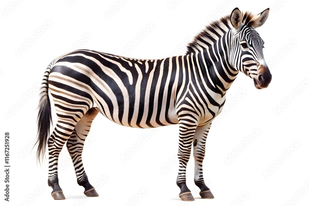 Zebra full body view isolated in white background. Zebra In White Background. Zebra full body view isolated in white background. Zebra In White Background.