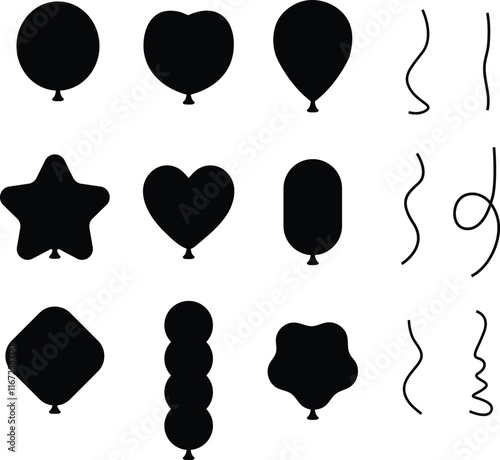 A collection of balloon shapes for artwork compositions
