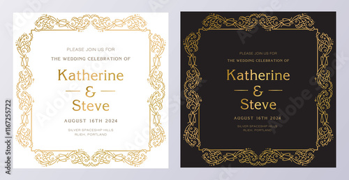 Frame for invitation in modern vintage style. Frame template for cards, posters, banners