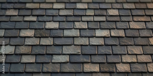 Wallpaper Mural Hyper-realistic close-up of textured slate roof detail in natural light with intricate patterns and shadows Torontodigital.ca
