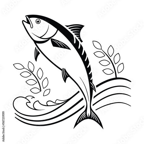 minimalist fish logo using clean lines vector illustration