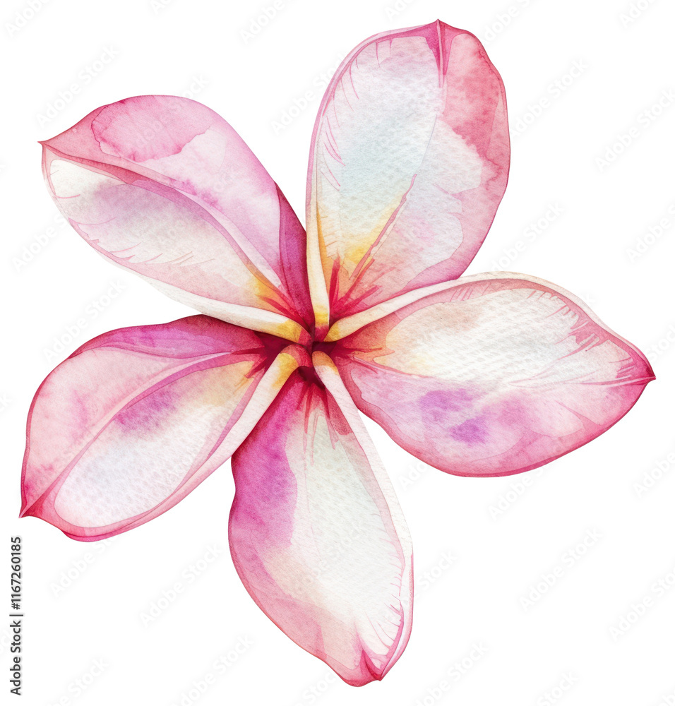 Naklejka premium PNG White and pink Frangipani blossom flower petal.