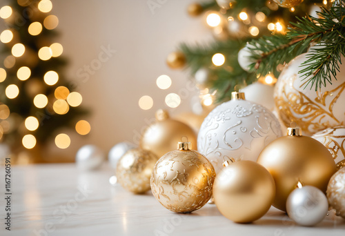 Festive Christmas Scene with Decorations and Lights