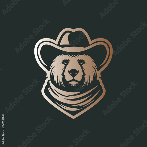 cowboy bear logo design vector illustration