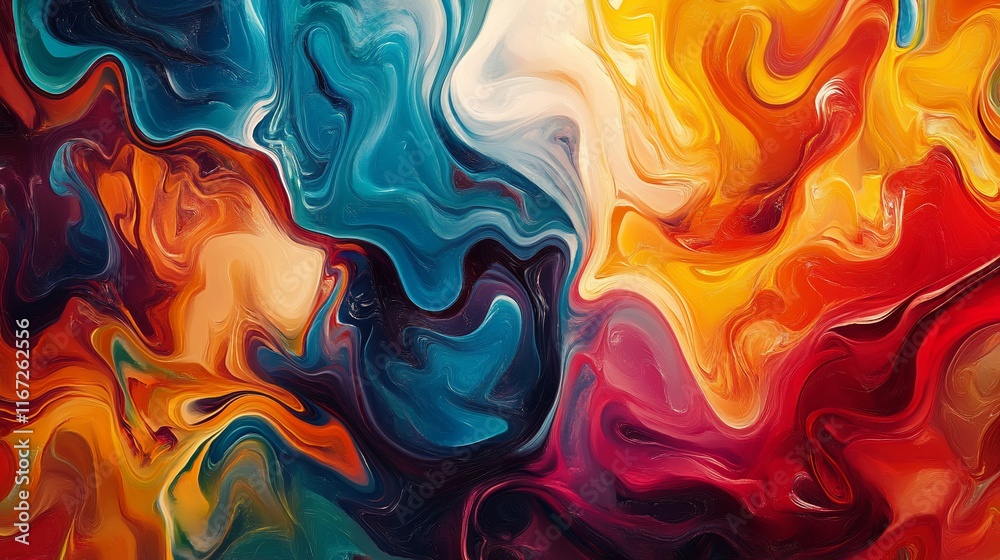 Fototapeta premium Swirling colorful abstract paint.