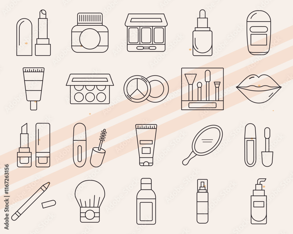 Additional makeup-themed vector icons featuring various beauty and cosmetic items Additional makeup-themed vector icons featuring various beauty and cosmetic items