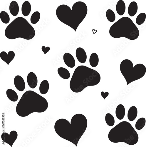 heart with dog paw vector