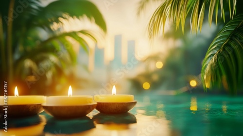 Tranquil Candlelight on Tropical Island Oasis