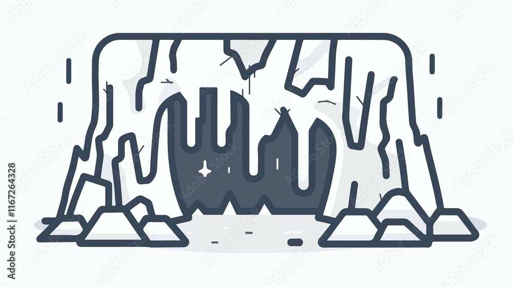 Obraz premium Mysterious Cave Cavern Animal Den Dungeon Line Art Vector Icon