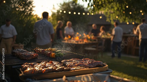 Outdoor bbq gathering backyard food photography evening close-up culinary experience