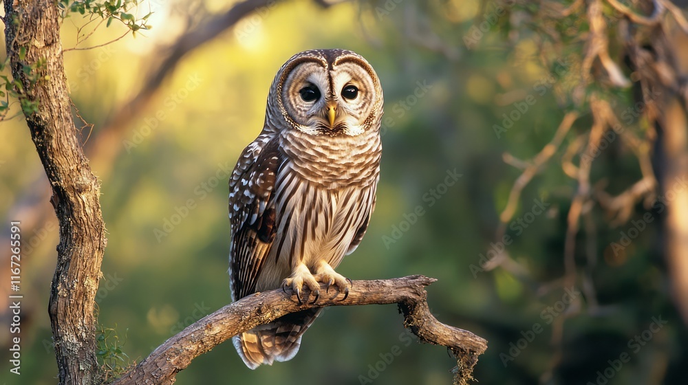 Majestic Owl Perched Silently in Twilight Forest - Nature's Beauty Captured Majestic Owl Perched Silently in Twilight Forest - Nature's Beauty Captured