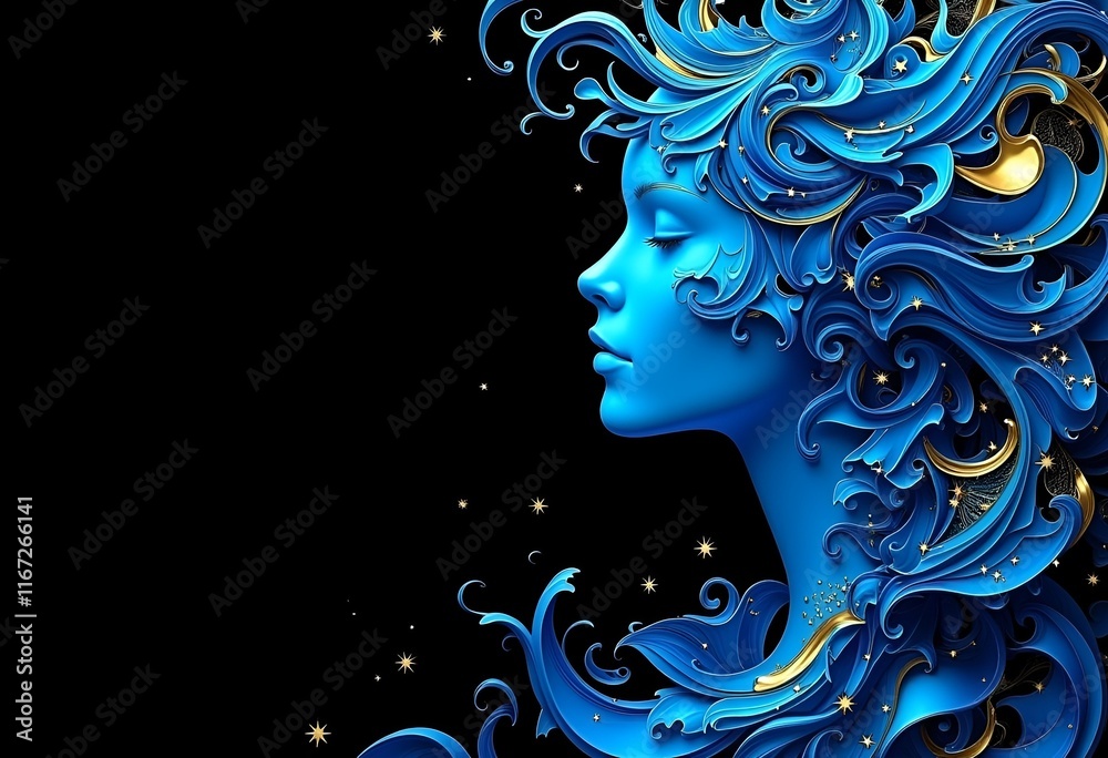 Abstract Face in Hypnotic Blues Abstract Face in Hypnotic Blues
