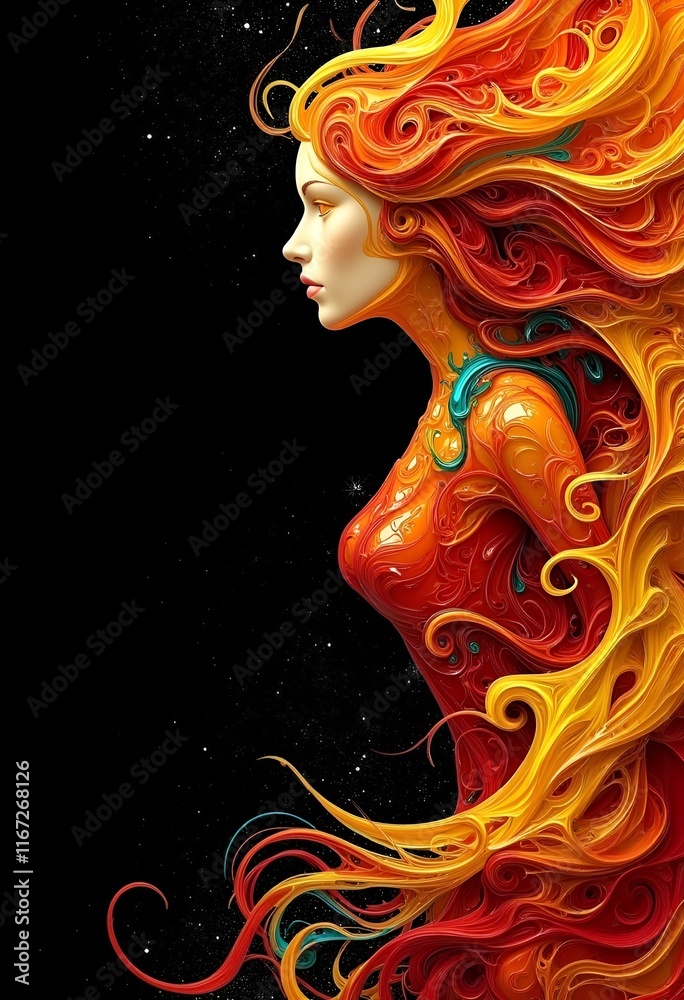 Hypnotic Face in Tan and Vermilion
