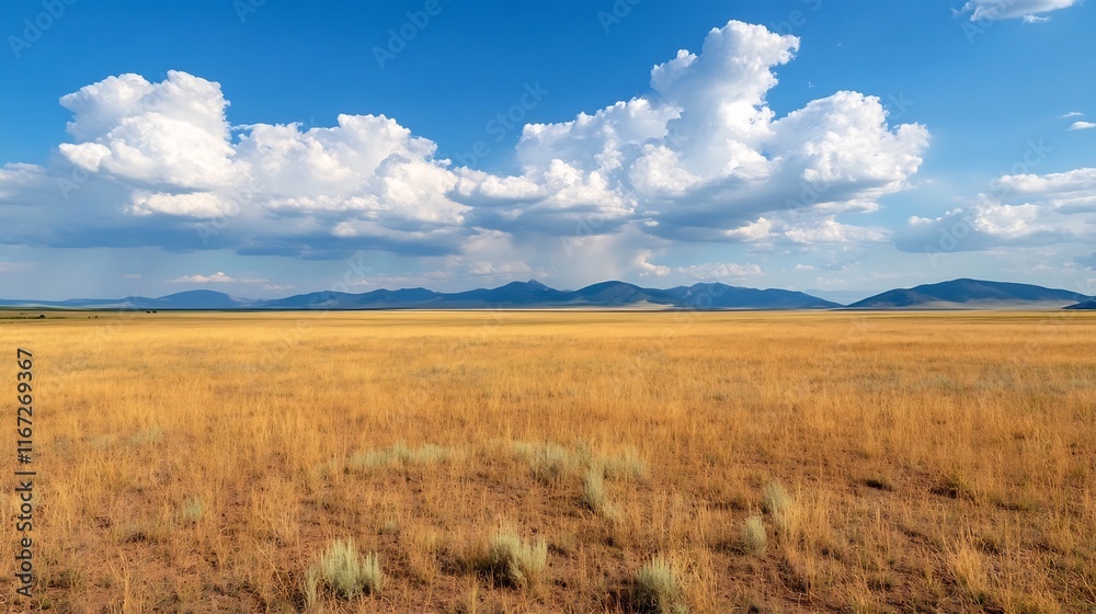 Expansive Sunlit Meadow with Dramatic Cloudscape and Scenic Horizon Expansive Sunlit Meadow with Dramatic Cloudscape and Scenic Horizon